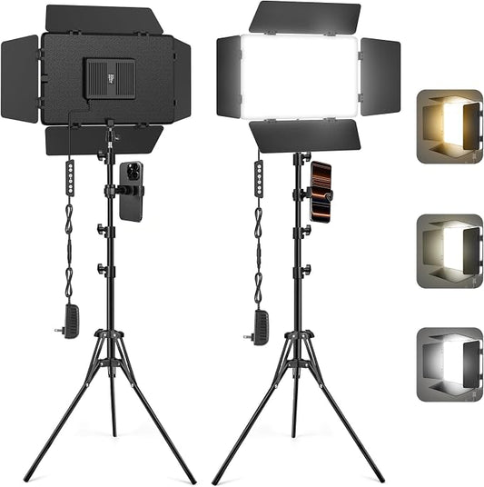 2 Pack LED Video Light with Barndoor, 20W Bi-Color LED Studio Lights Panel by Unknown