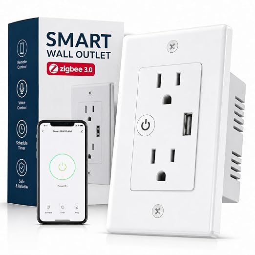 Jinvoo Zigbee Smart Wall Outlet, Requires Zigbee Hub, Compatible by Jinvoo