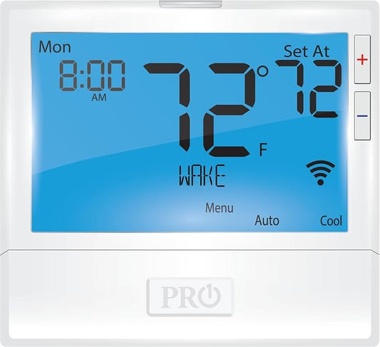 PRO1 T855iSH 8” Backlit WiFi Thermostat, 7-Day Programmable, 2H/2C Conventional by PRO1+IAQ
