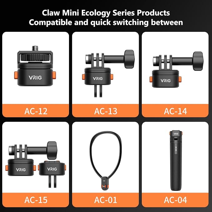 VRIG Claw Mini Magnetic Tripod Mount Adapter, Quick-Release Action Camera - Image 4