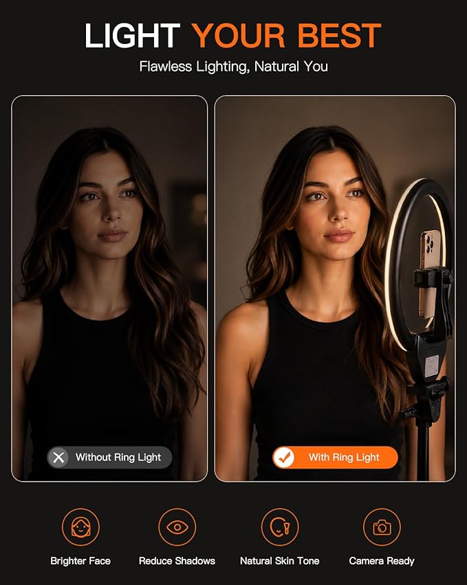 Sensyne Ring Light with Stand, LED Ring Light with Remote, 3 Color Modes & 10 - Image 4