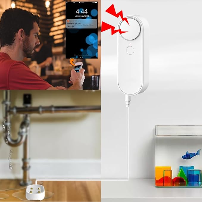 Multifunctional WiFi Water Leak Detector, 6.5ft Split Drip/Leak Detection Cable - Image 2