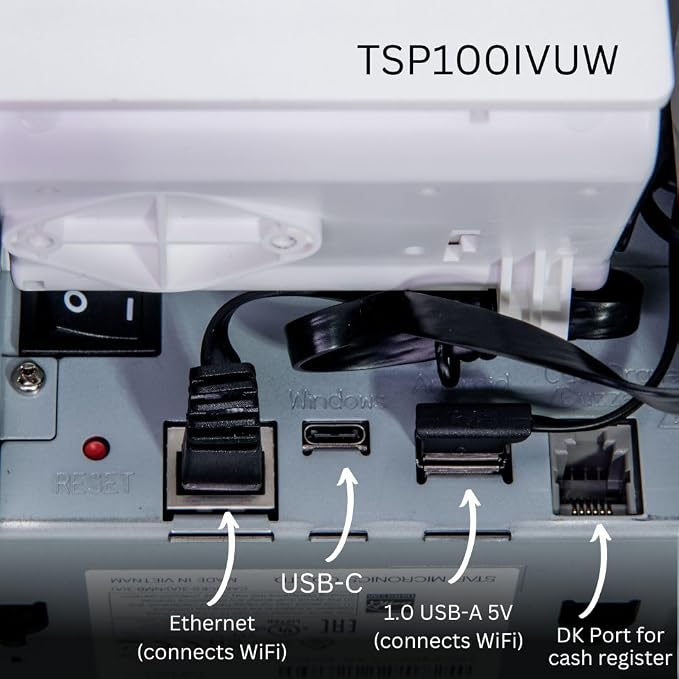 Star Micronics TSP143IVUW Wi-Fi/USB-C/Ethernet Thermal Receipt Printer - Image 5