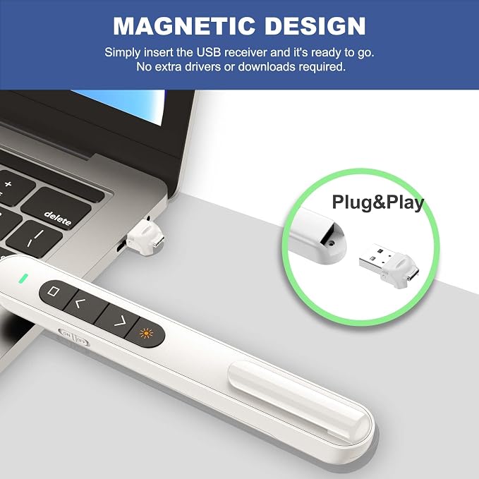 QUI Presentation Clicker with Volume Control, 2.4GHz USB Wireless Presenter - Image 5