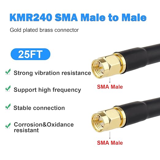 MOOKEERF KMR240 SMA Male to SMA Male Coaxial Cable 50 ohm Coax Ultra Low Loss - Image 2