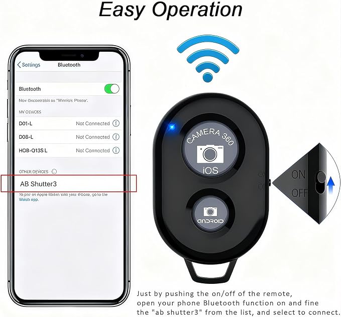 Cellphone Remote Shutter for Smartphones and Tablets, AOQIYUE Wireless Camera - Image 2