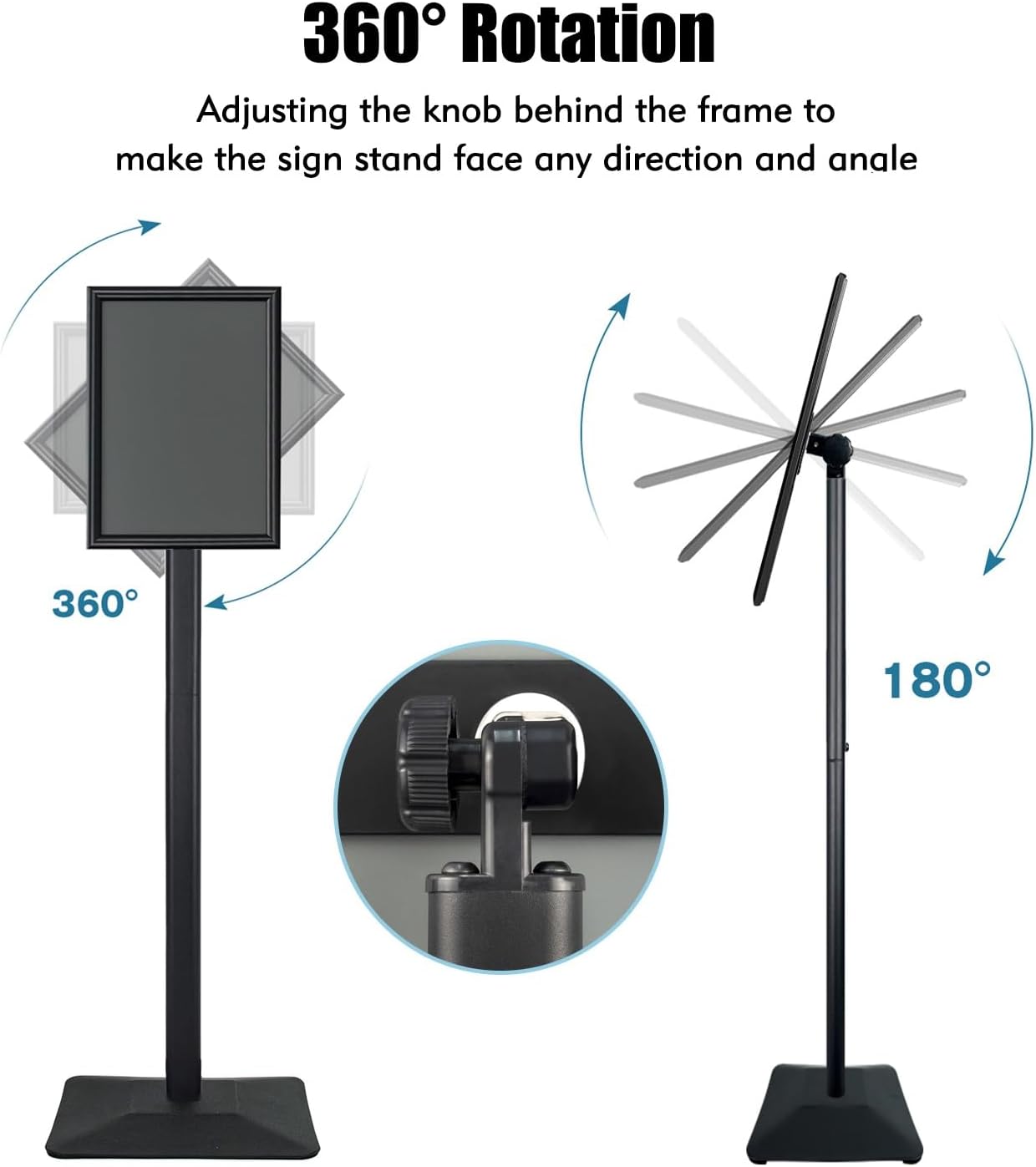 Sign Stand for Display, 11lbs Integrated Rod Heavy Duty Pedestal Floor Signage Stand Holder, for Outdoor or Indoor Advertising (8.5 x 11, Black)
