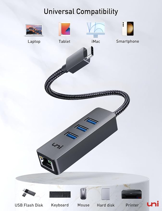 uni USB-C to Ethernet Adapter, USB C HUB Ethernet 1Gbps - Image 8