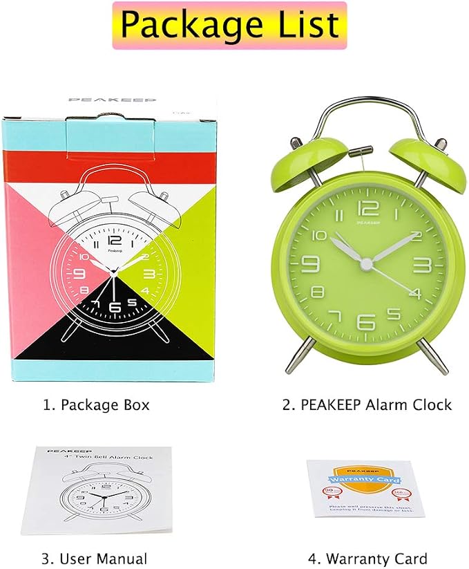 Peakeep 4 Inches Twin Bell Loud Alarm Clock - Image 7