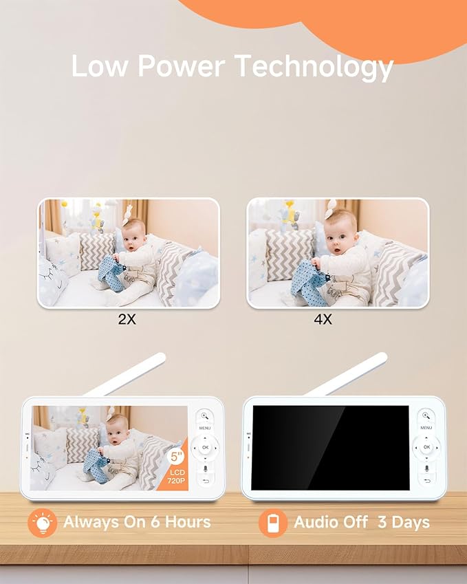 ARENTI 4MP Baby Monitor with Camera and Audio, 5G WiFi 5" Split Screen - Image 7