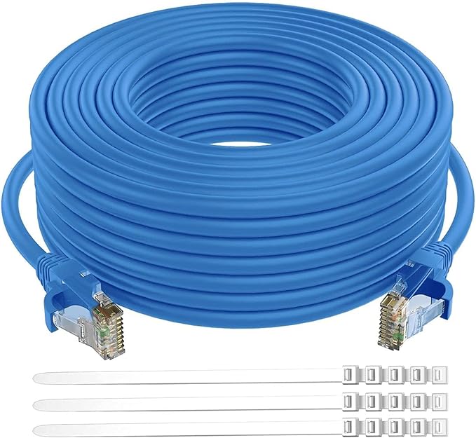 Adoreen Cat 6 Ethernet Cable 300 Ft-Blue, Outdoor & Indoor Snagless Long Round by Adoreen