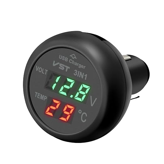 3 in 1 Car Voltmeter, USB Charger Adapter Auto Cigarette Lighter Plug Voltage by EVKIFEY