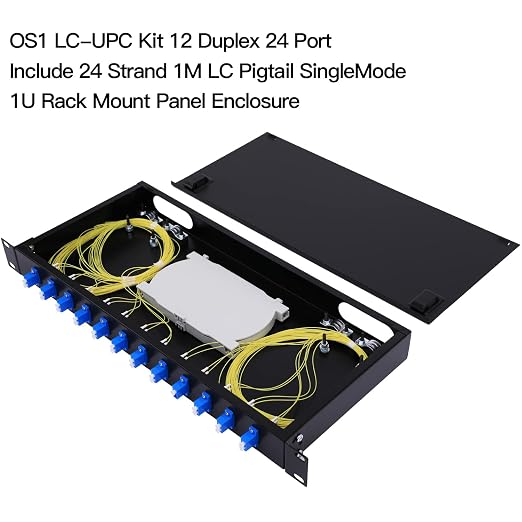 12 Duplex 24 Port LC-OS1 Rack Mount Enclosure Box + Splice Trays Fiber Cables - Image 2
