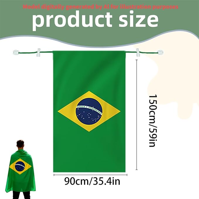 Brazil Flag Cape Cloak Costume, Wearable Brazil Flag Costume, Be Suitable - Image 2