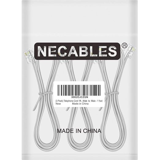 NECABLES 3Pack Phone Cord 1ft Telephone Cord Phone Cable RJ11 6P4C Male to Male - Image 4