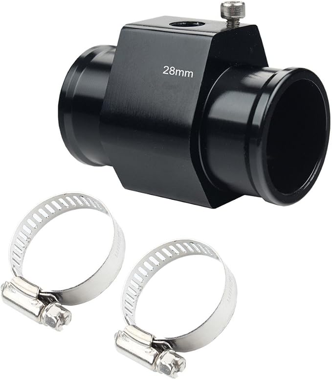 Dewhel Aluminum Black Water Temp Meter Temperature Gauge Joint Pipe Radiator - Image 2