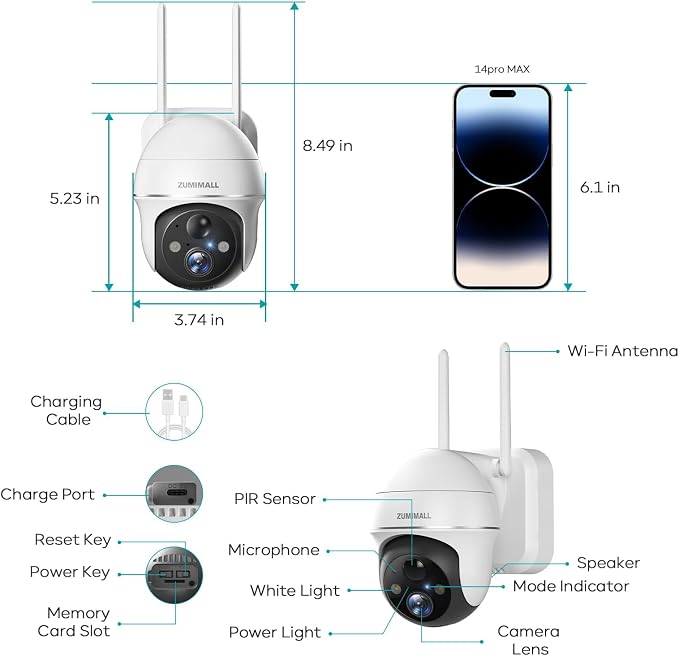ZUMIMALL 5MP Solar Security Cameras Wireless Outdoor, Solar Powered Cameras - Image 9