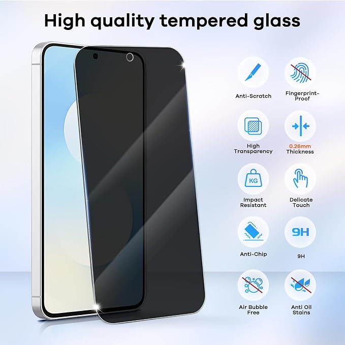 3+3 Pack for Samsung Galaxy S25 FE 5G Privacy Screen Protector & Phone Camera - Image 3