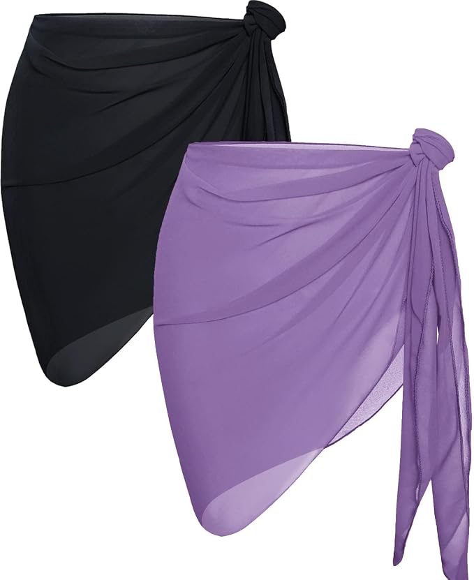 CHICGAL 2 Pieces Women Beach Sarong Bathing Suit Wrap Skirt Sheer Bikini by CHICGAL