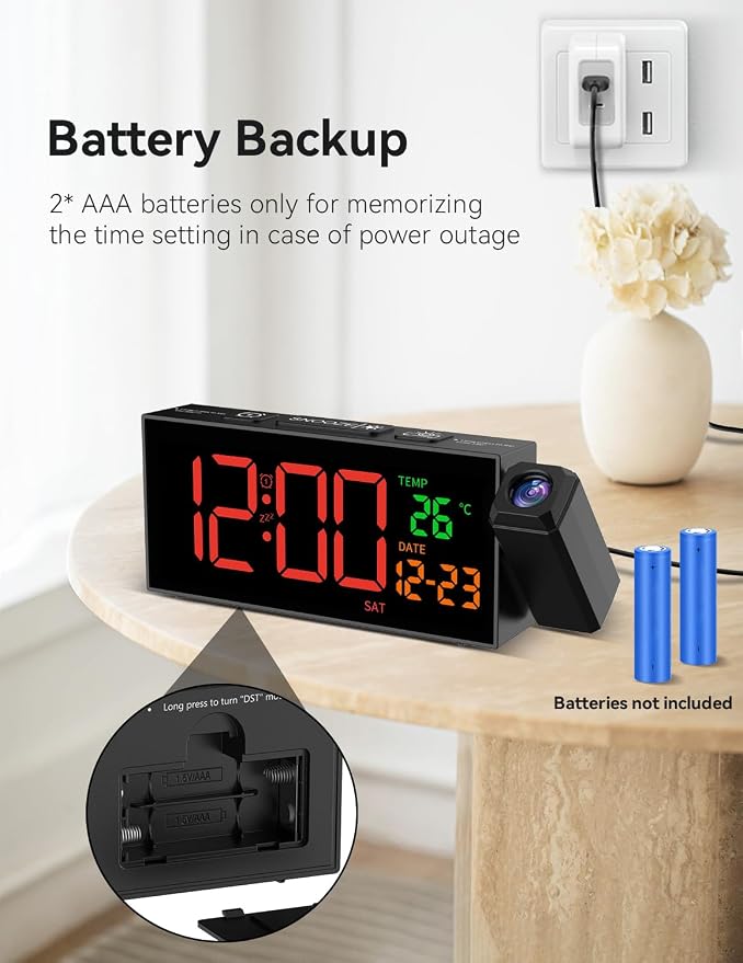 Netzu Projection Clock for Bedroom Ceiling, Alarm Clocks - Image 7