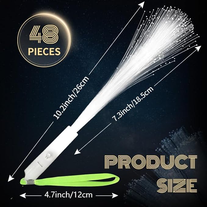 SHQDD 48 PCS White Fiber Optic Wands, Neon Party Supplies, LED Fiber Wands - Image 3