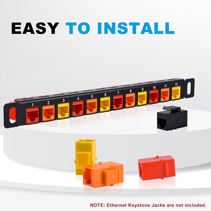 GeeekPi 10 inch 0.5U 12 Port Blank Keystone Patch Panel - Image 5