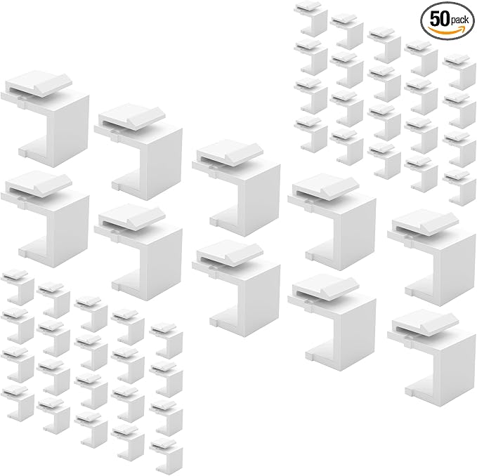Jadaol 50-Pack Blank Keystone Jack Inserts, Keystone Port Dust Covers, Filler by Jadaol