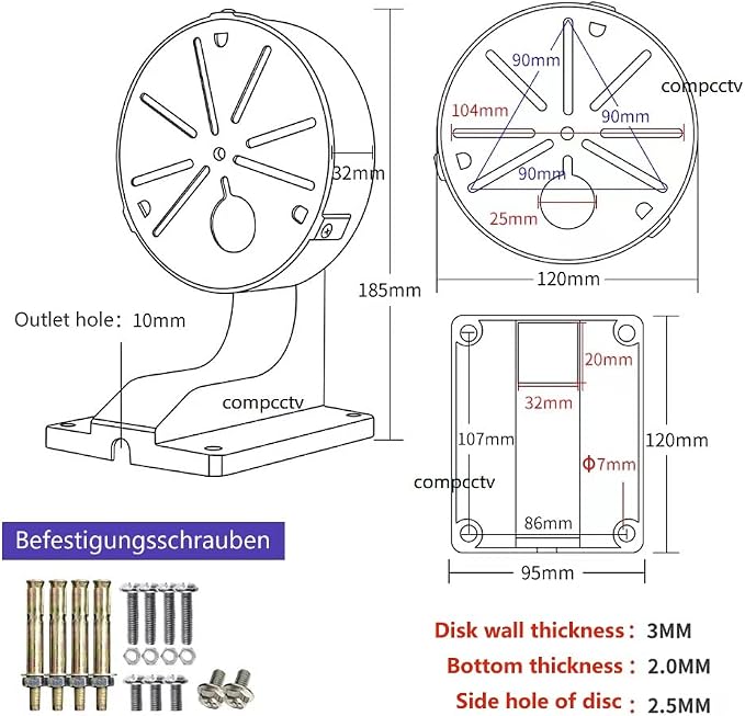 Security Camera Mount Bracket, Aluminum Indoor Outdoor Wall Mount Bracket - Image 2