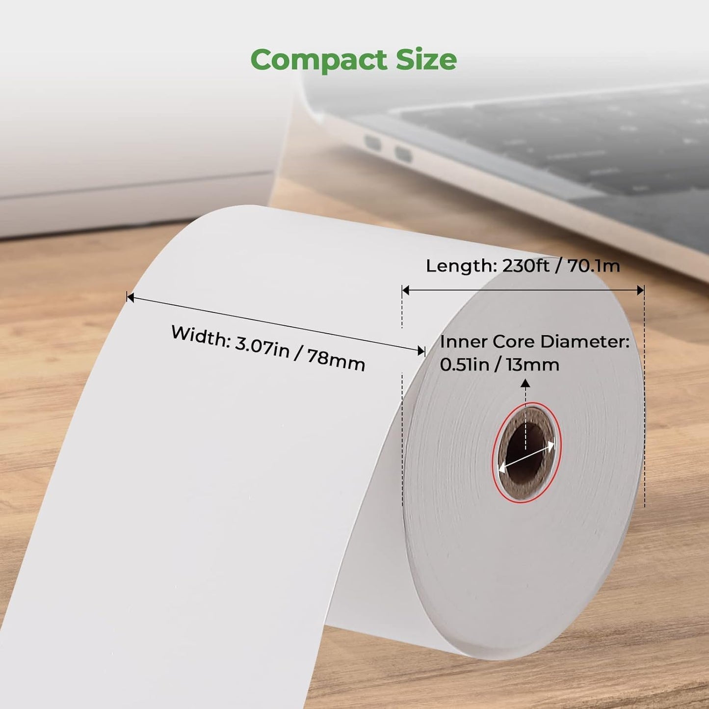 MUNBYN Thermal Paper 3 1/8 x 230ft, 5 Rolls Receipt Paper Work for Star Micronics TSP100 TSP143 Epson 80mm Receipt Printer Square POS Register, 80mm Thermal Receipt Paper, BPA Free, Plus Version