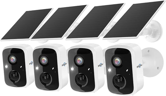 Hiseeu Solar Camera Security Outdoor, 4 Pack 100% Wireless 3K 4MP Surveillance by Hiseeu
