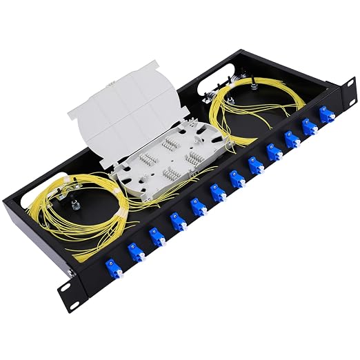 12 Duplex 24 Port LC-OS1 Rack Mount Enclosure Box + Splice Trays Fiber Cables by ProfessionalFiberNetworkDevicemanufacturer