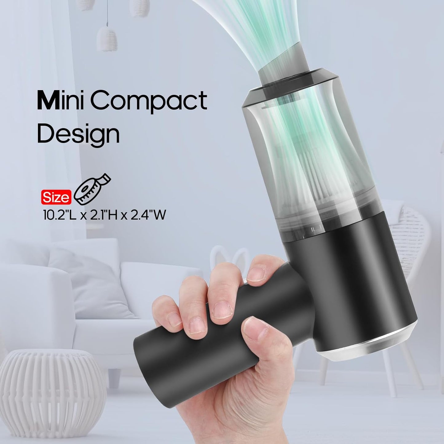Mini Portable Vacuum Cleaner, Keyboard Wireless Handheld Vacuum with Brush Motor 4500PA High Power and TypeC, for Car,Office and Home Cleaning /V01/Black