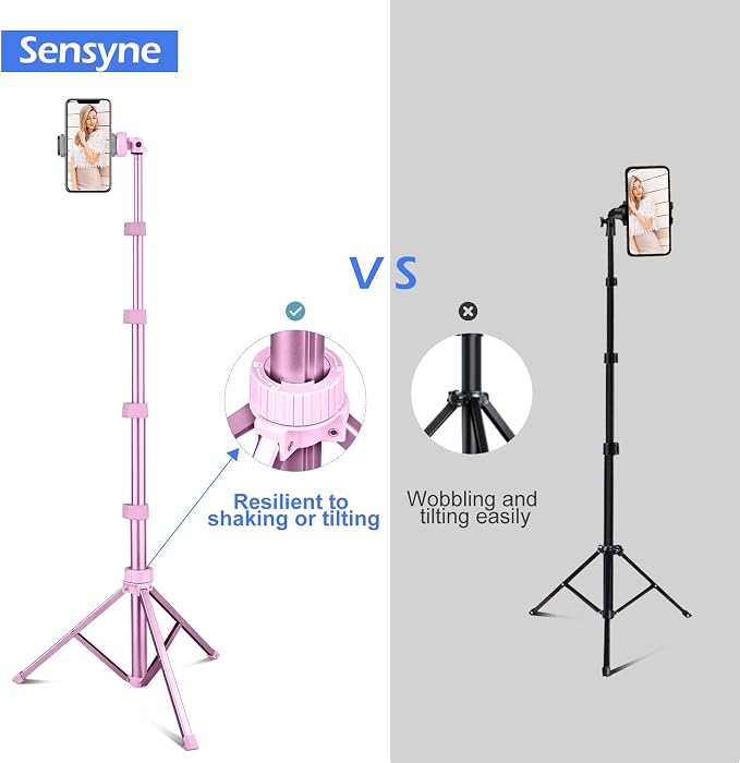 Sensyne 62" Phone Tripod & Selfie Stick, Extendable Cell Phone Tripod Stand - Image 5