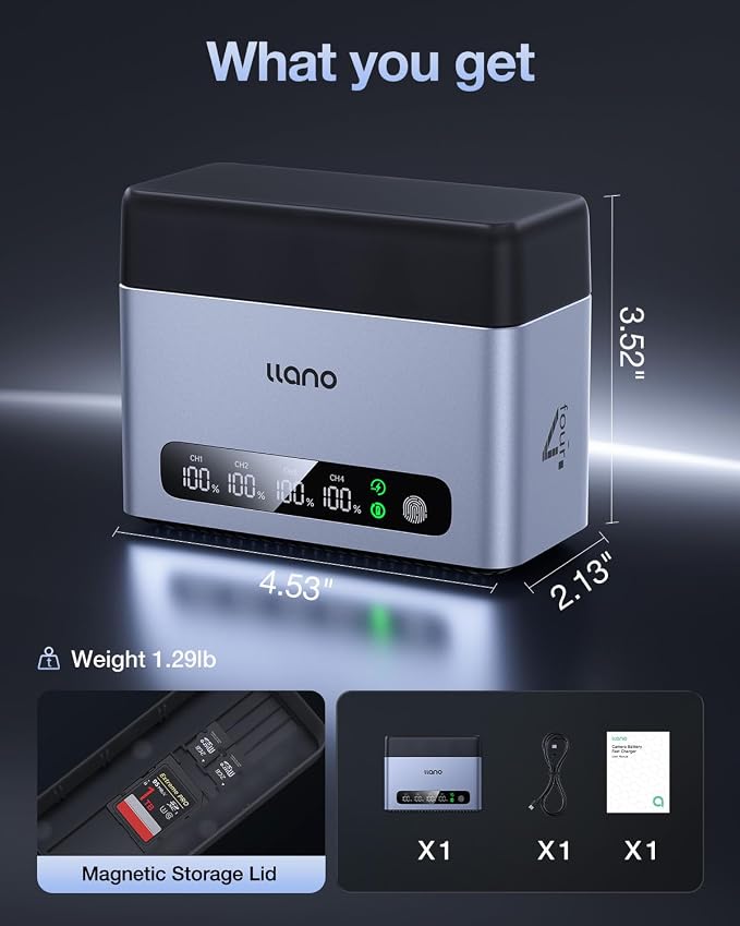 llano 65W 4-Slot LP-E6NH LP-E6P Battery Charger - Image 8