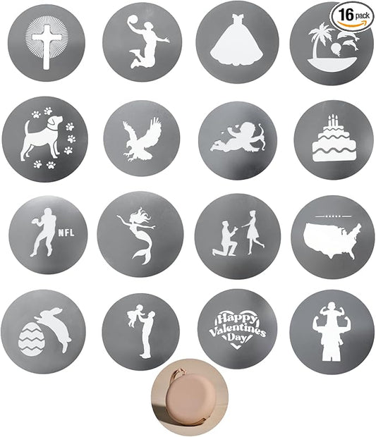 16Pcs Unique Round Gobos Kit for Optical Snoot, 86mm/3.4in Metal Plate Patterns by ZALUNERO