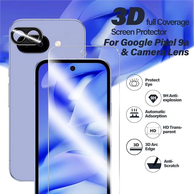 BIGFACE for Pixel 9A Tempered Glass Screen Protector + Camera Lens Protector - Image 2