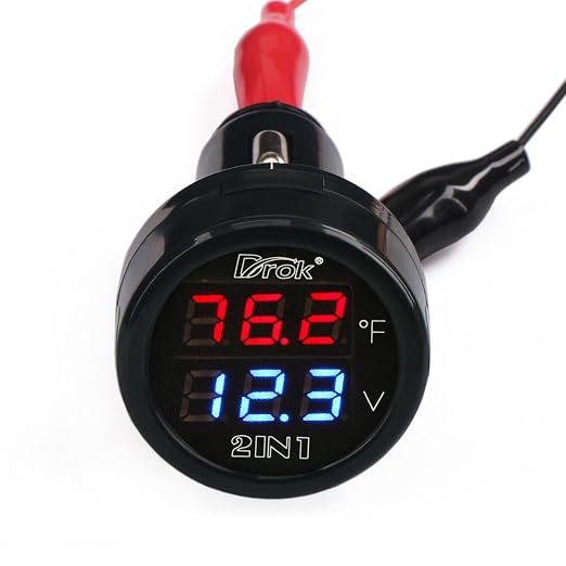 DROK Digital DC Voltage 10-170 Degree Fahrenheit Temperature Monitor Car by DROK