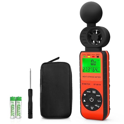 BTMETER BT-881W Heat Stress Meter Anemometer, Digital Indoor/Outdoor WBGT Meter by BTMETER