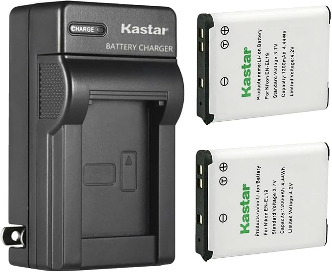 Kastar 2-Pack EN-EL19 Battery and AC Wall Charger Replacement by Kastar