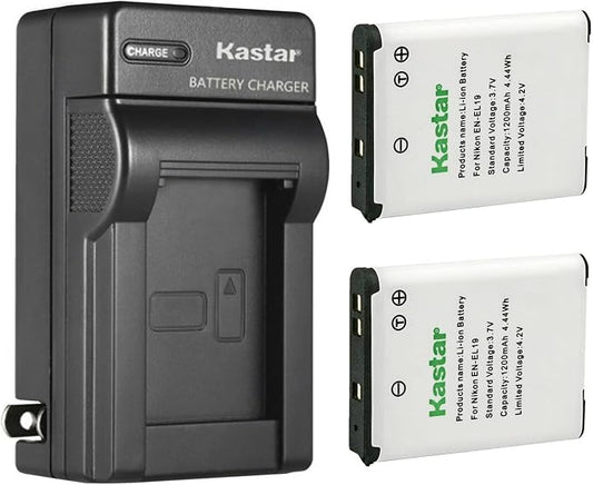 Kastar 2-Pack EN-EL19 Battery and AC Wall Charger Replacement by Kastar