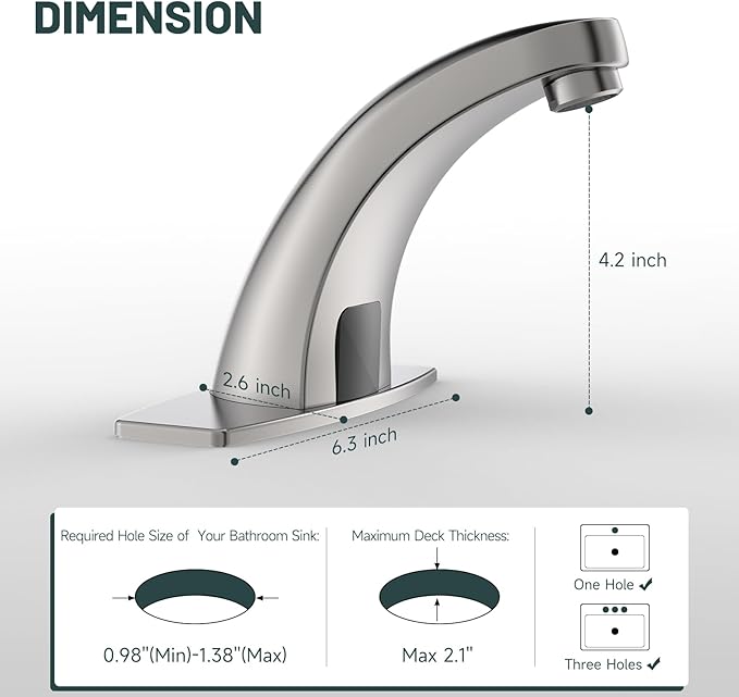 Touchless Bathroom Sink Faucets, Brushed Nickel - Image 2