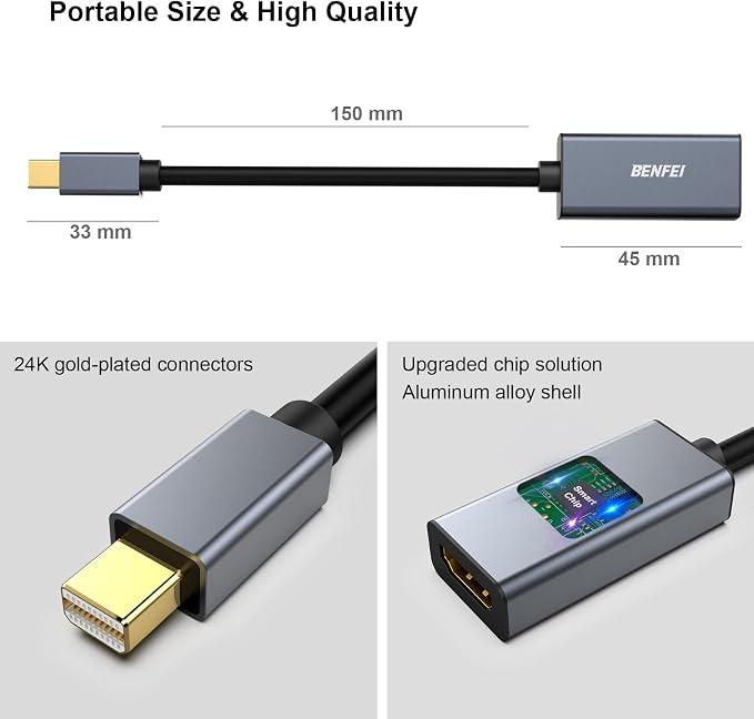 BENFEI Mini DisplayPort to HDMI Adapter 4K, Thunderbolt 2 to HDMI Adapter - Image 7