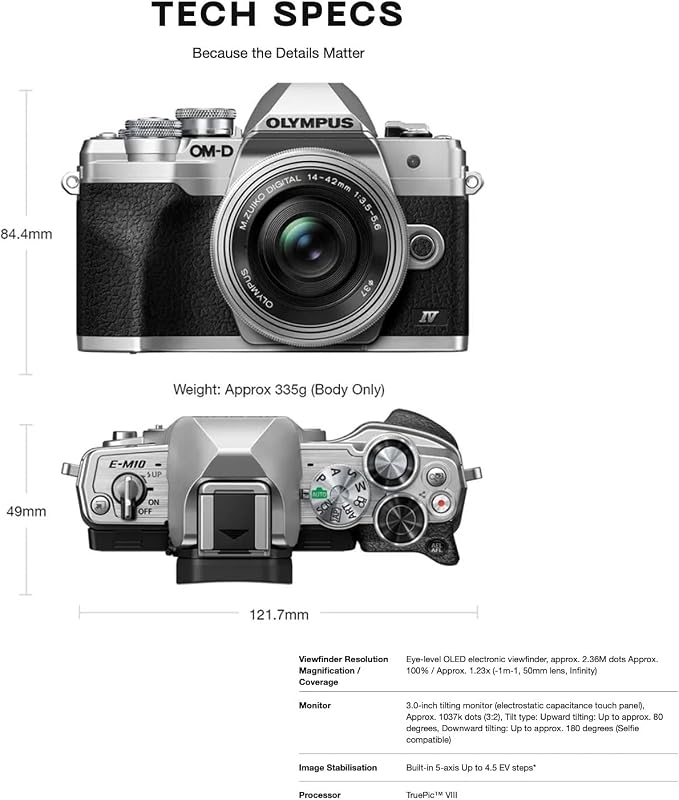OM SYSTEM Olympus E-M10 Mark IV Silver Micro Four Thirds System Camera 20MP - Image 3