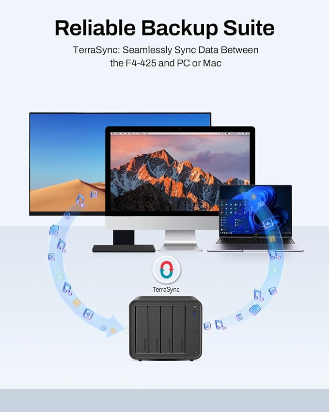 TERRAMASTER F4-425 4-Bay NAS Storage – Intel x86 Quad-Core CPU, 4GB RAM - Image 8