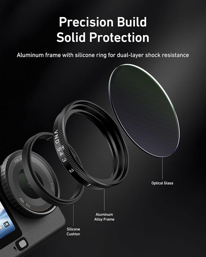TELESIN Filter Kit for DJI Osmo Action 6 – VND 2–32 Variable ND, CPL UV Lens - Image 5