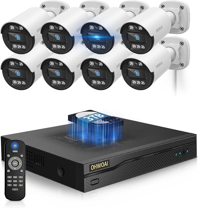 《80ft IR Night Vision & 5MP Super HD》Wired Security Camera System Outdoor by OHWOAI