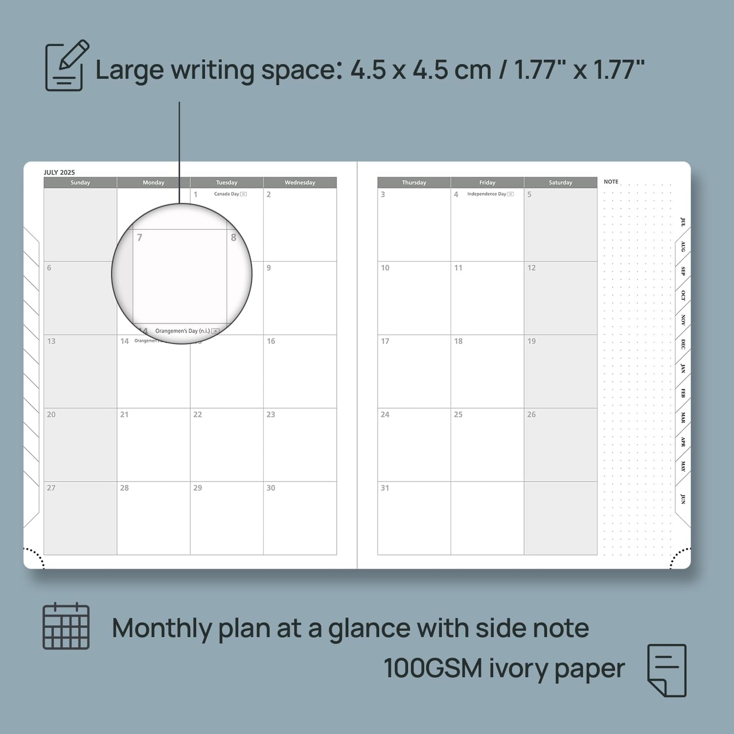 POPRUN Planner 2025-2026 (Large 8.5''x 10.5''), Horizontal Weekly Notebook Jul.2025 - Jun.2026, Academic Appointment Book with Monthly Tabs, Leather Hardcover, Inner Pocket, 100 GSM - Midnight Green