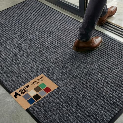 GORILLA GRIP Traffic Guard Indoor Outdoor Heavy Duty Door Mat, 72x48 Gray by GorillaGrip