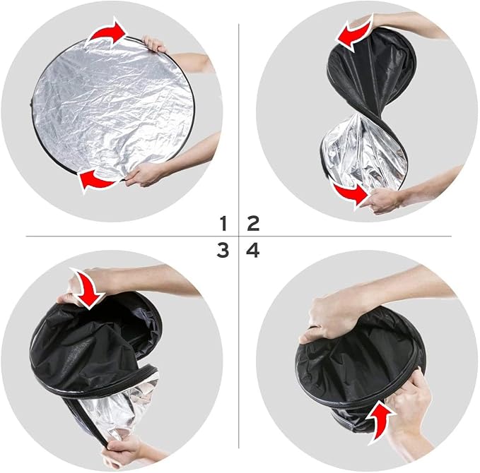 2-in-1 Photo Reflector Fill Light Soft Light Collapsible Reflector 12" 30cm - Image 2