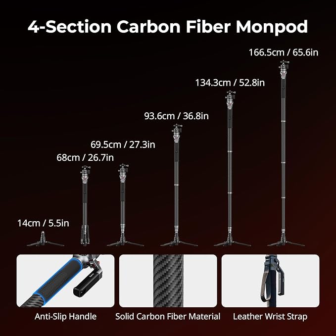 SmallRig 166.5cm / 65.6" Carbon Fiber Monopod - Image 5